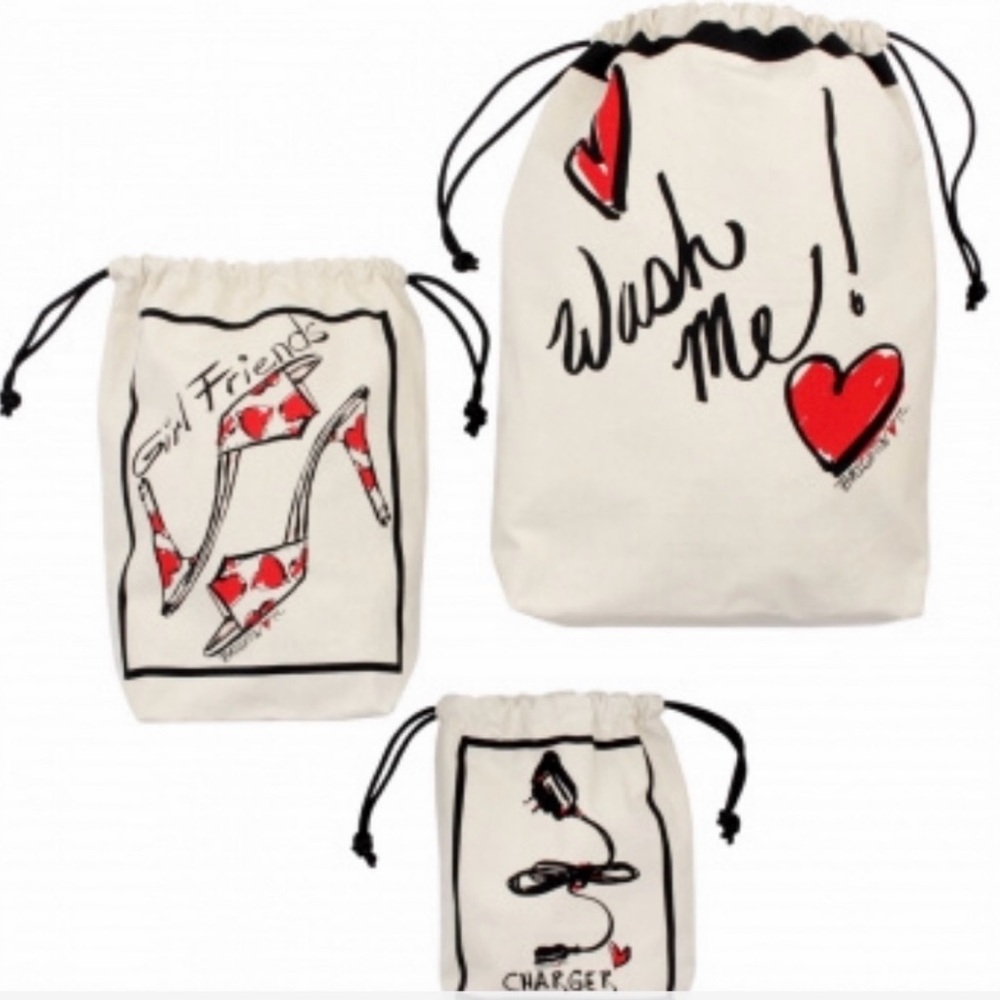 Brighton Cream and Red Graphic Cosmetic Bags